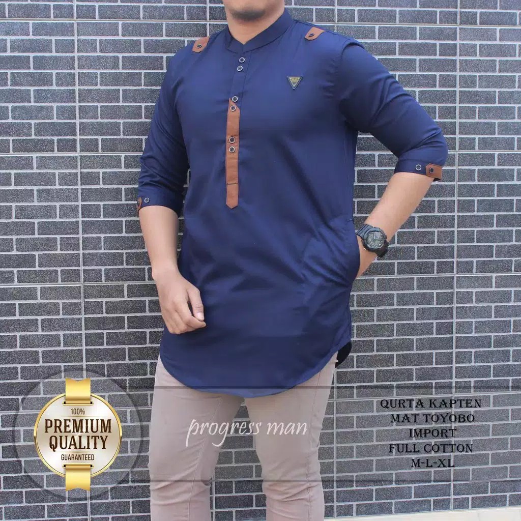 baju Koko kurta lengan 3/4 ,baju Koko pria,fashion muslim pria,kurta pakistan-kapten navi