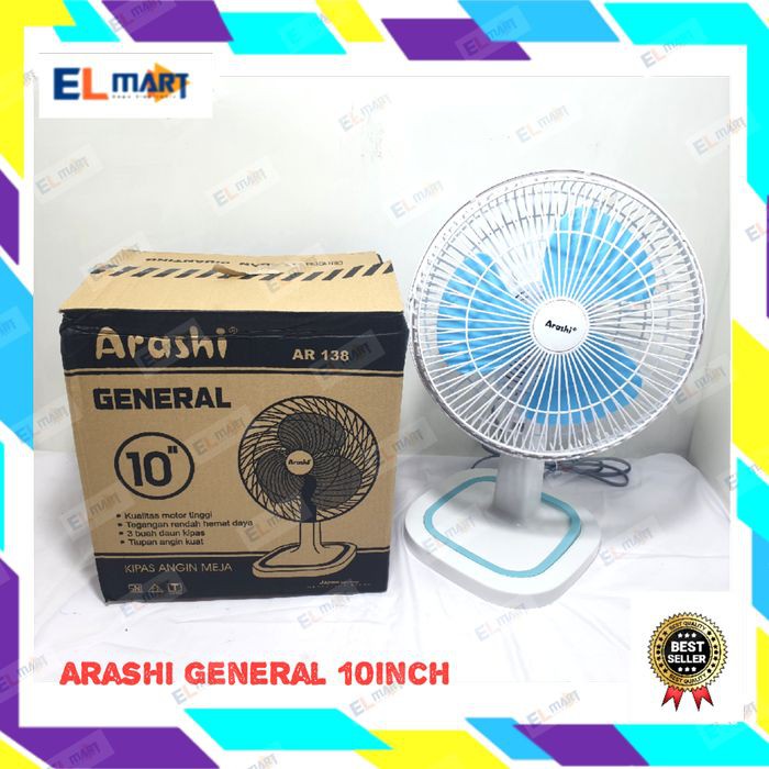 Kipas angin duduk meja 10inch ARASHI AR138 bisa toleh kiri kanan 10&quot;