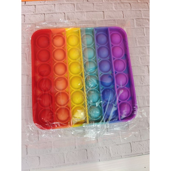 FREE GUNDU KELERENG!Mainan Pop It Penghilang Stress Viral Tiktok Jumbo 20cm Bahan Import Bagus Halus Model New Bts-Kotak Rainbow