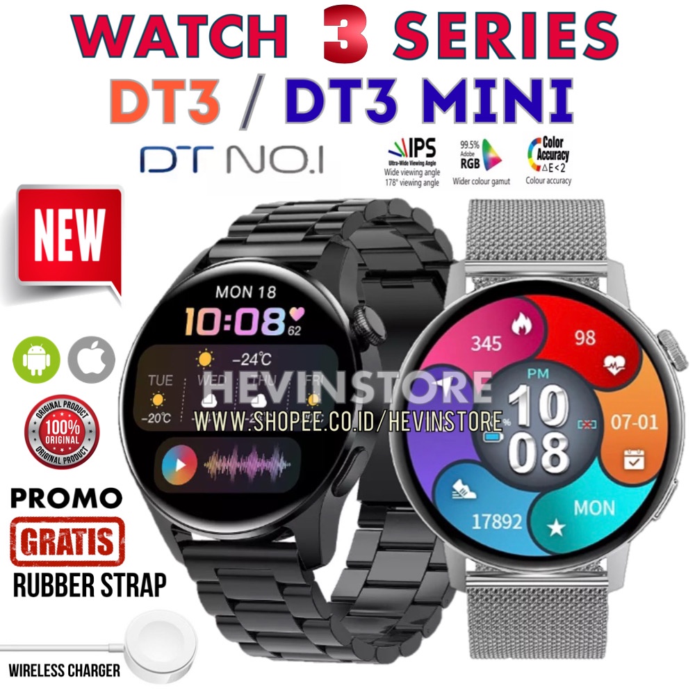 DT NO.1 Smartwatc DT3 / DT3 MINI HD IPS Screen Bluetooth Call WATCH 3 SERIES Hevinstore