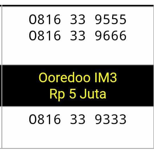 nomor cantik(0816 33 9555(9666(9333) indosat im3 ooredoo 10 digit,hok