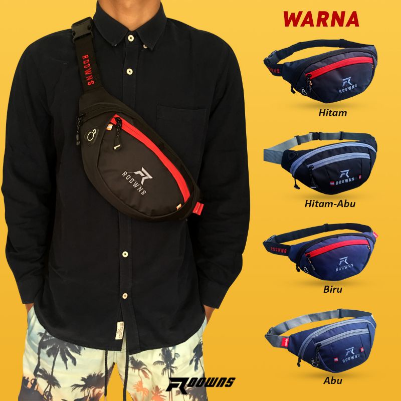 Tas Selempang Waistbag Tas Pinggang Bahu Pria Roowns Street Ab
