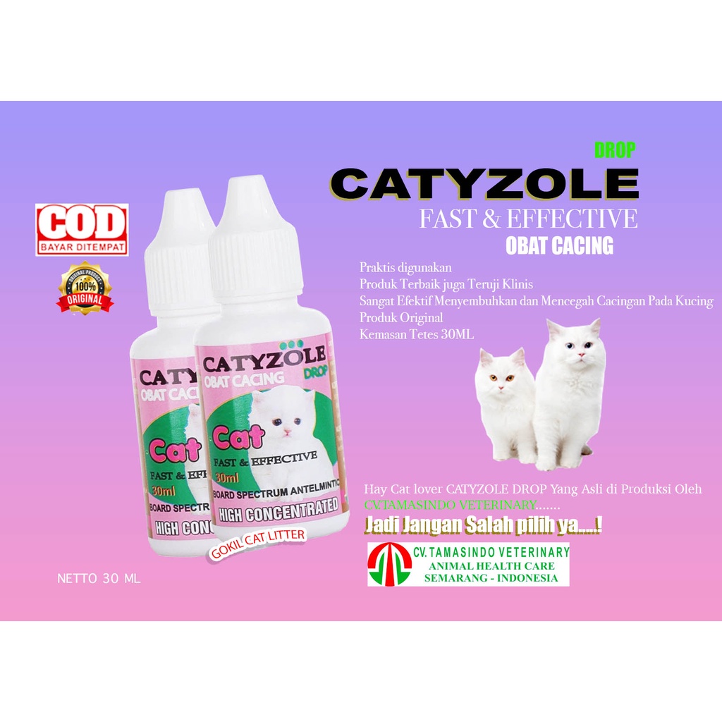 Obat Cacing Tetes Untuk Kucing Kitten &amp; Dewasa Ukuran 30ML CATYZOLE