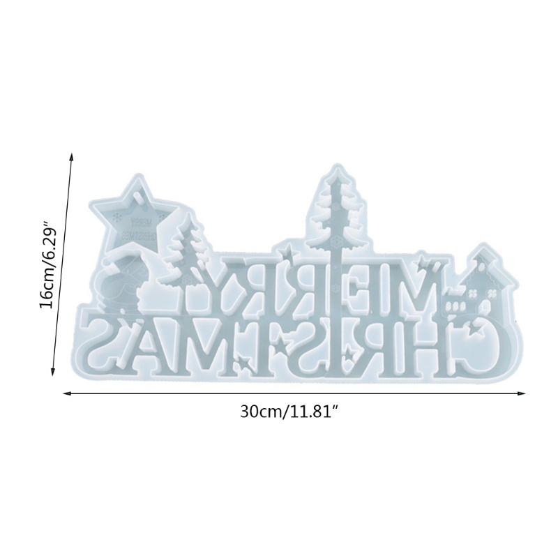 Siy Cetakan Resin Bentuk Tulisan Merry Christmas Bahan Silikon Untuk Dekorasi Natal
