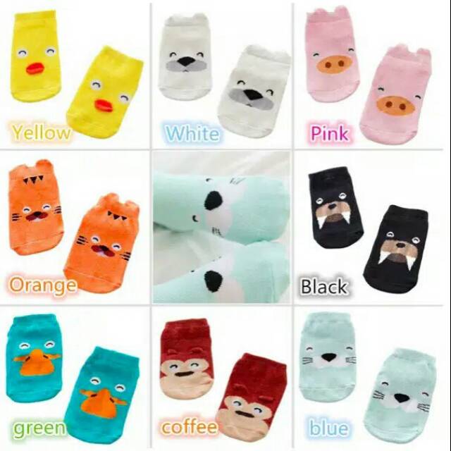 Ecer KAOS KAKI Anak Bayi Unisex Motif Karakter Hewan Polos Model Korea