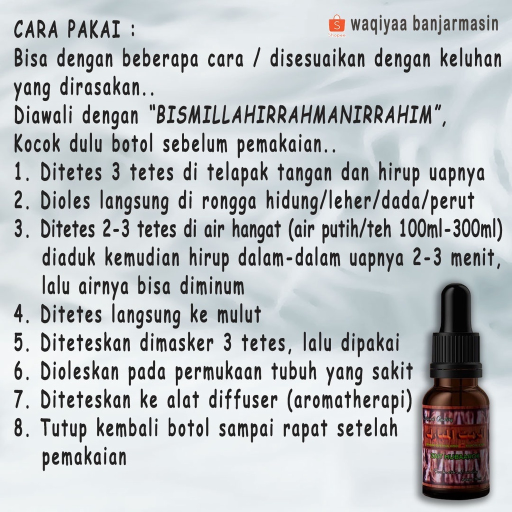 Minyak Qusthul Hindi Zait Mubaarok Zaid Mubarok Qustul Qistul Qist Anti Covid 19 Corona Obat Sesak Napas-2