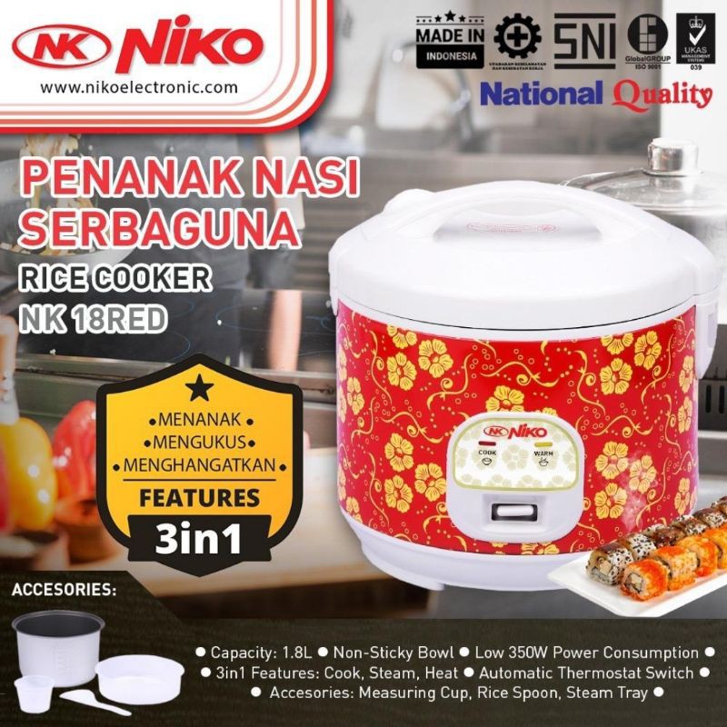 Niko Magic Com 1.8 Liter 3in1 / Rice Cooker NK 18N