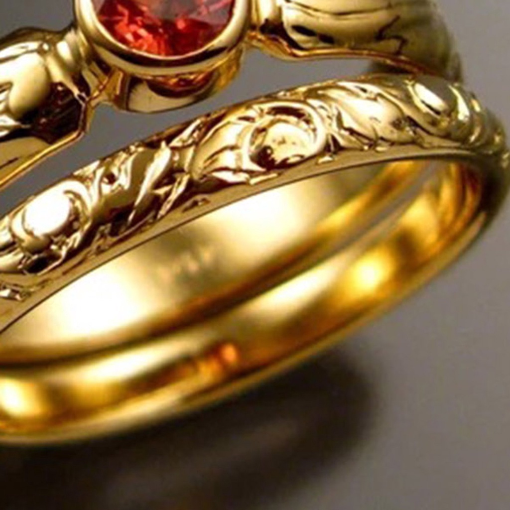 Hu Hu Hu Hu Hu Alat Bantu Pasang Kacamata♡ 2pcs Cincin Wanita Ukiran Geometri Hias Batu Permata Merahberlian Imitasi Untuk Pernikahan