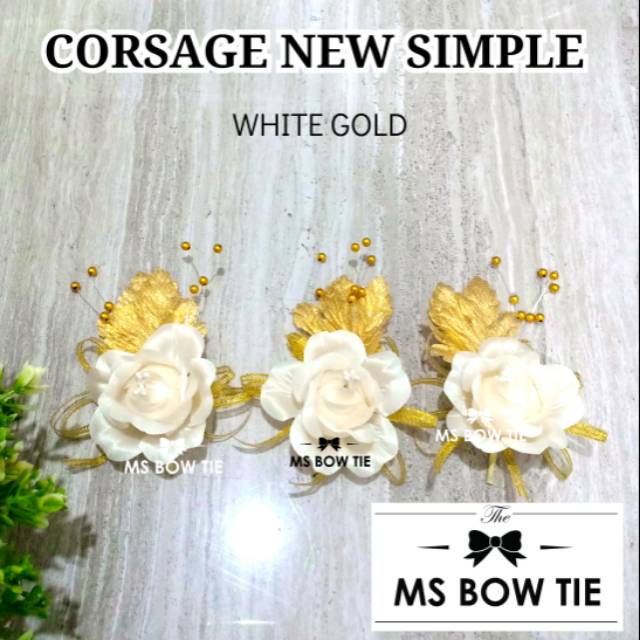 THEMSBOWTIE Corsage bunga jas new simple white gold korsase boutonniere bros panitia flower family b