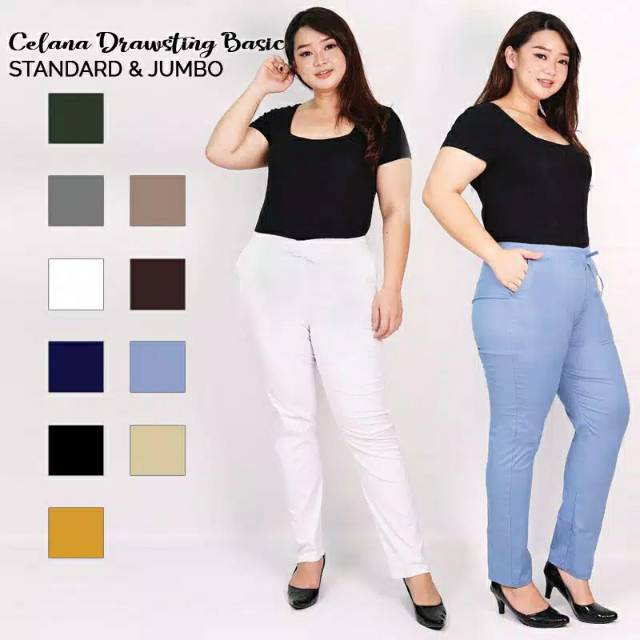 Basic Pants  Jumbo Standar Celana Katun  Wanita celana bahan  