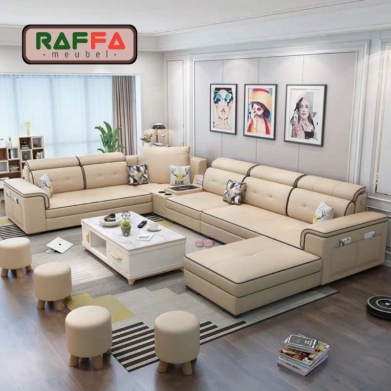 U54 RAFFA MEUBEL - Sofa Letter U - Sofa Ruang Tamu - Sofa Ruang Keluarga - Sofa TV - Sofa Retro