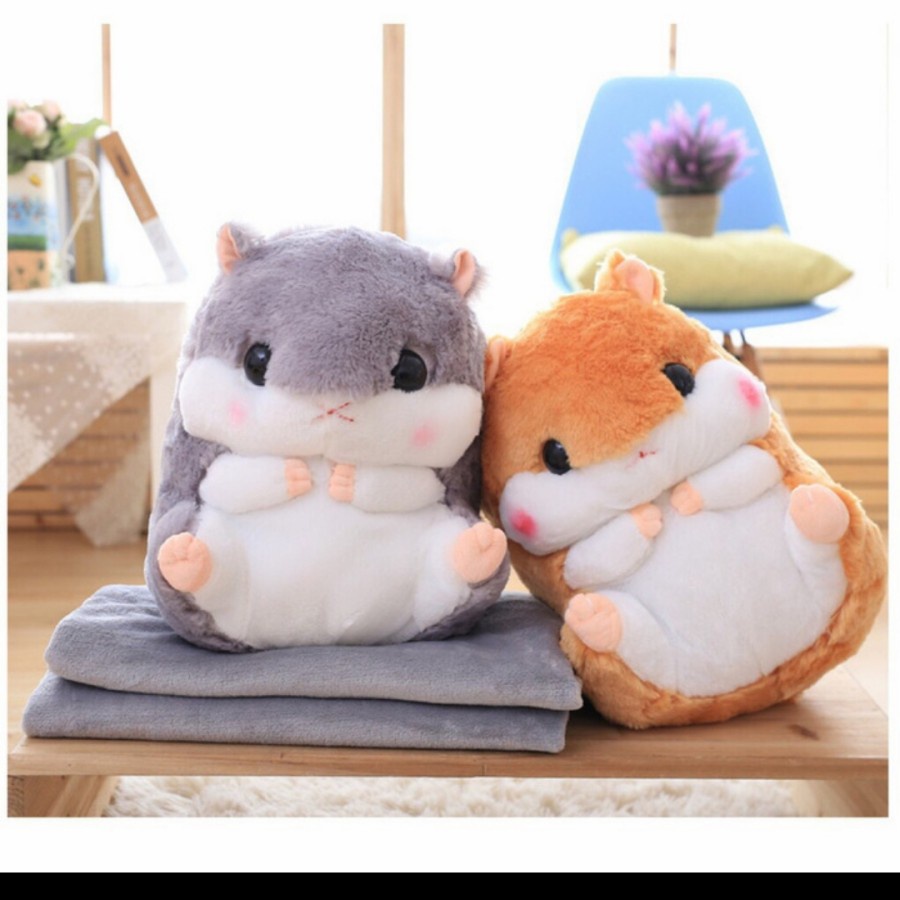 Boneka Bantal Selimut Hamster Lucu Balmut Hamtaro 3 in 1 karakter anak