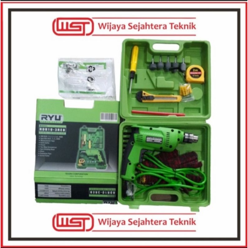 TEKIRO RYU MESIN BOR LISTRIK 10 MM SET KOPER 22 PCS RDR 10-3 RDR