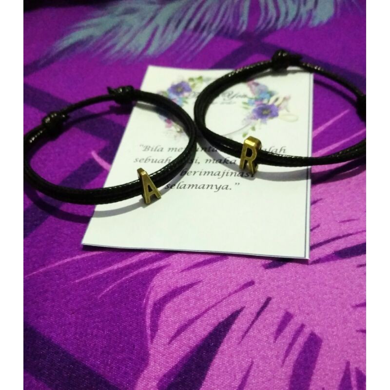 ZaphiraStore | 2pcs GELANG COUPLE BRONZE | GELANG INISIAL BRONZE