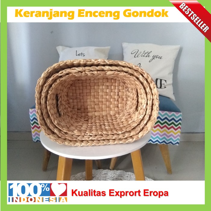 Bayar di tempat - keranjang enceng gondok oval / keranjang anyaman cantik / keranjang hias satuan