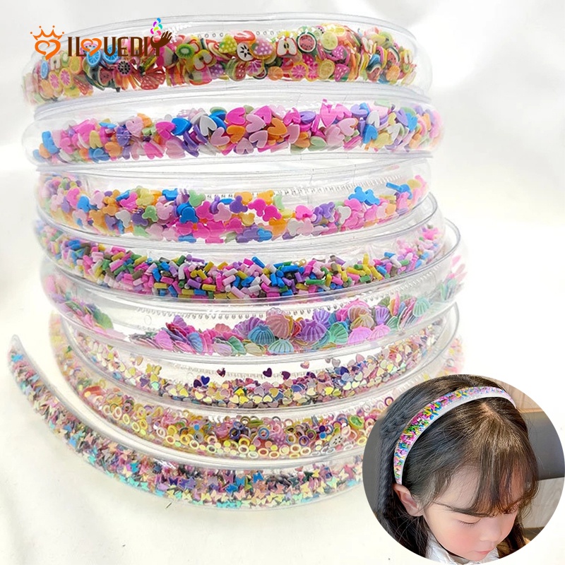 Bando Bahan PVC Hias Glitter Sequin Elastis Non Slip Untuk Aksesoris Rambut Anak Perempuan