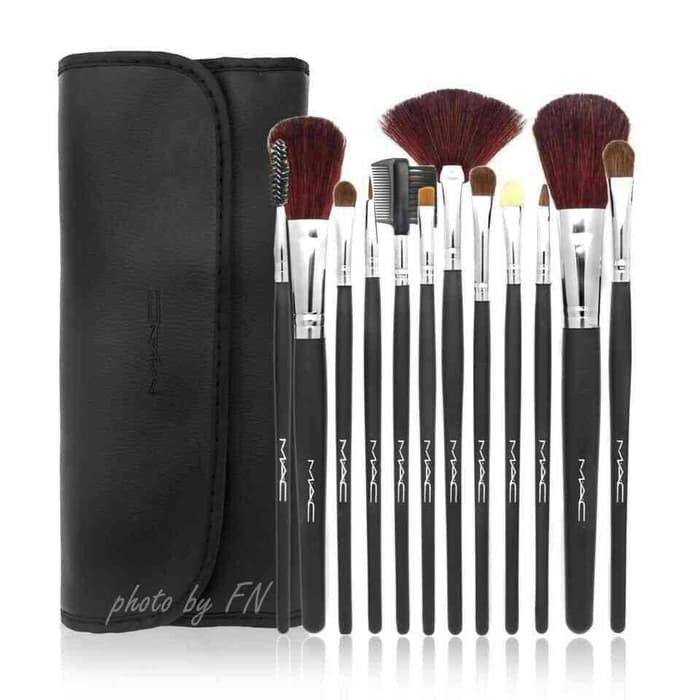 Kuas make up set rias ANGEL BRUSH SET MAC ISI 12 PCS in 1 paket kuas makeup brush Lengkap with pouch