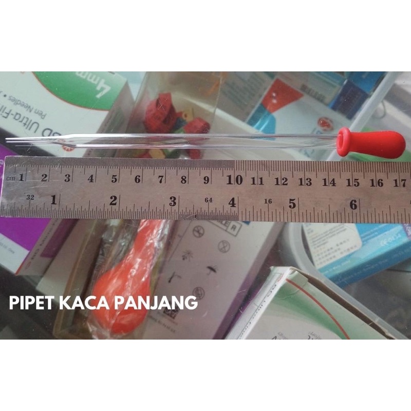 Pipet Tetes Kaca Panjang Pendek Dot Merah