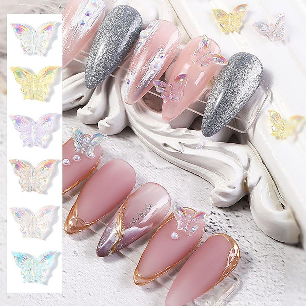 AUGUSTINA Agustina Kupu-Kupu Nail Art Perhiasan Multicolor Symphony Shiny DIY Nail Art Dekorasi