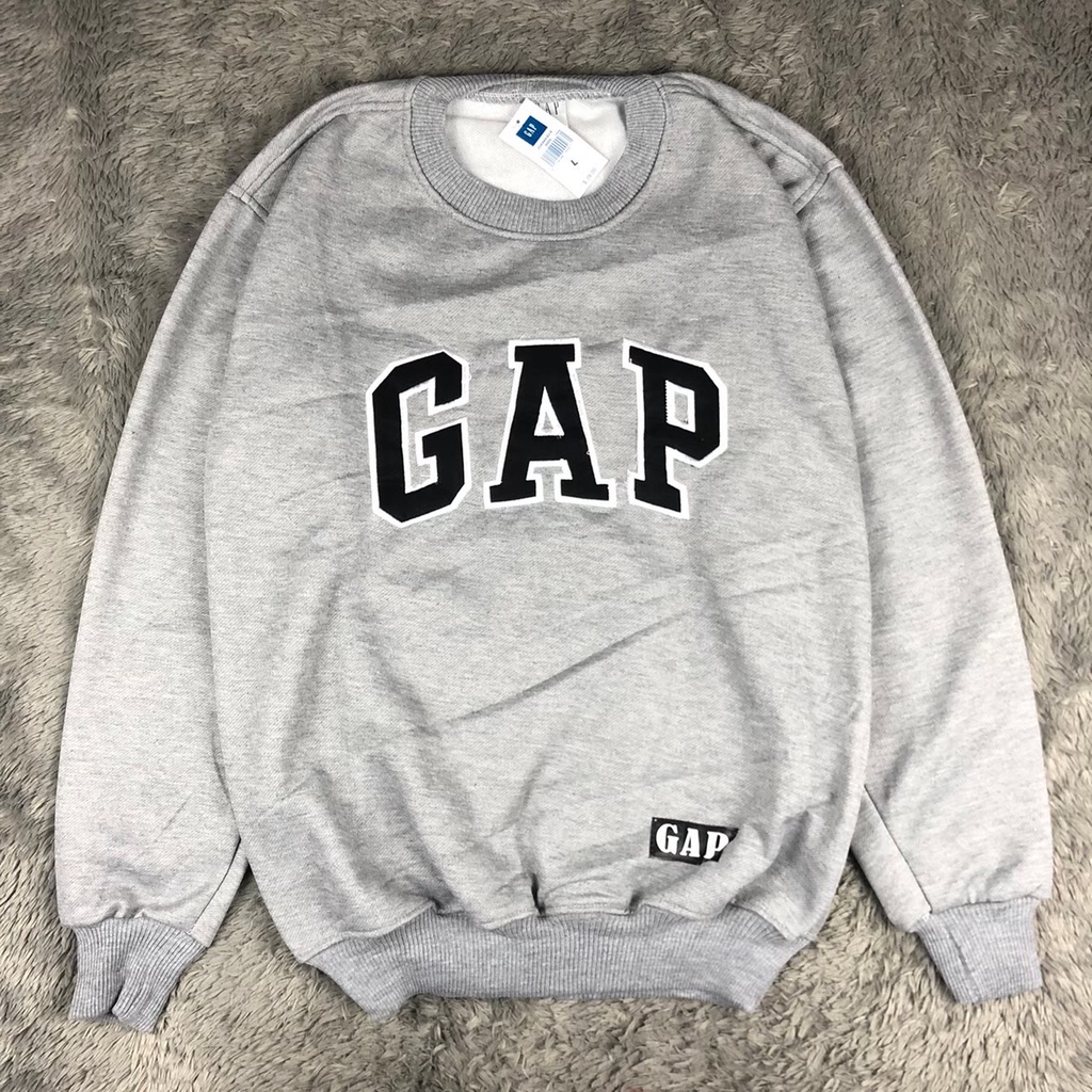 Crewneck GAP Hitam Bordir Premium Original Full Tag Distro Bahan Tebal