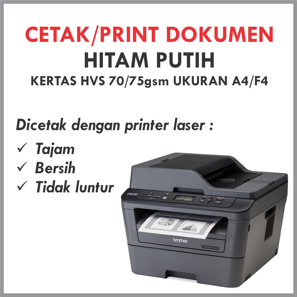 

Jasa Print / Cetak Dokumen Hitam Putih Ukuran A4/F4