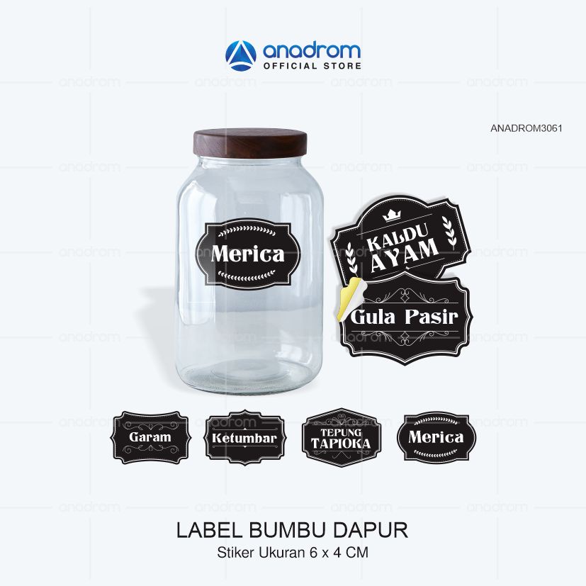 

Sticker Label Bumbu Dapur tema Black paket 36 pcs | Anadrom 3061