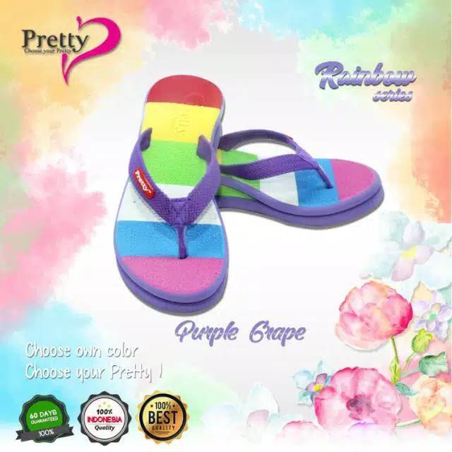 SANDAL WEDGES WANITA PELANGI UNGU