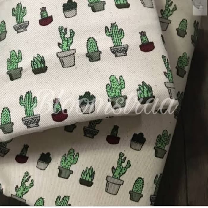 Kain Kanvas kaktus canvas meteran motif cactus bahan 