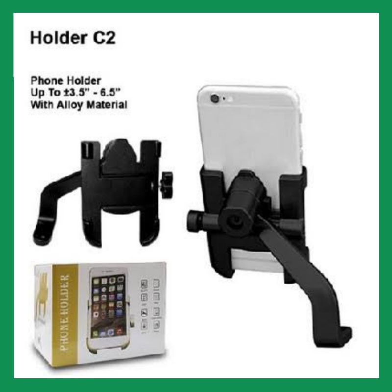 Phone Holder Hp Motor Full Besi Stand Bracket Spion dan stang Universal Bagus