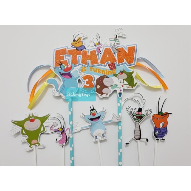 Topper Cake Birthday Oggy and The Cockroaches