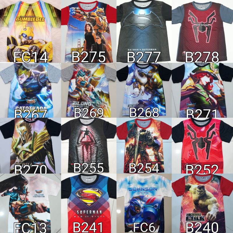 KAOS ANAK SIZE 6 FULL PRINT THAI 3D OBLONG COWOK DISTRO GROSIR LUSINAN BAJU ANAK-ANAK FURO TERMURAH