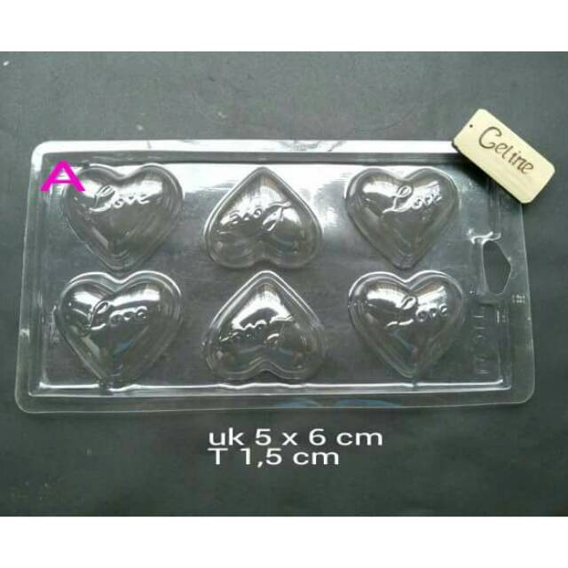 Cetakan coklat mika hati