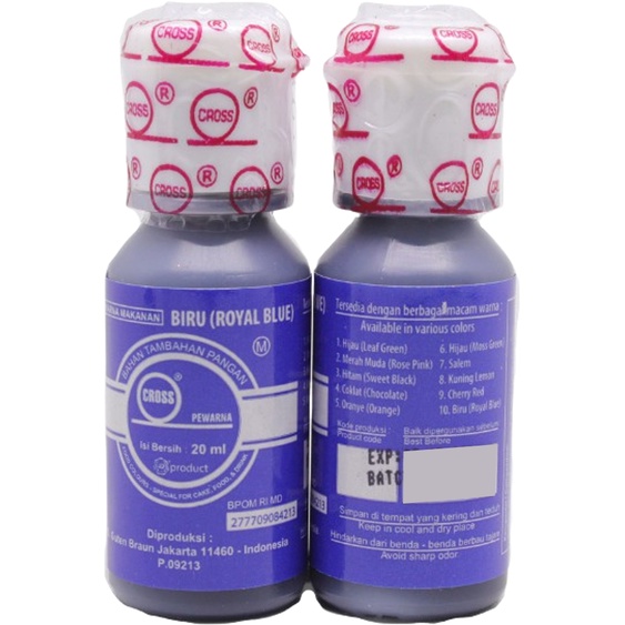 

Cross Pewarna Makanan Royal Blue 20ml Campuran Pewarna Pangan Biru