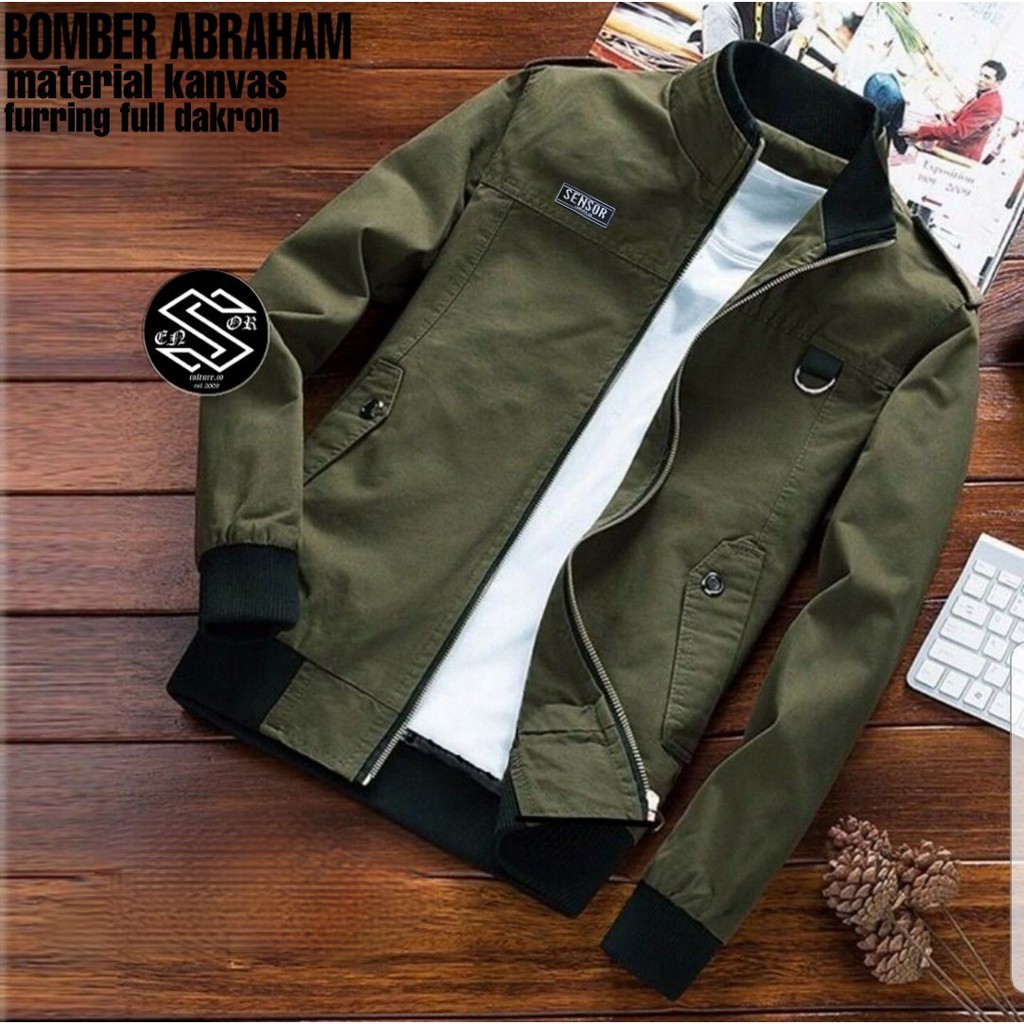 JAKET BOMBER PRIA SR BAHAN CANVAS PREMIUM / JAKET BISBALL TWO PRIA SR