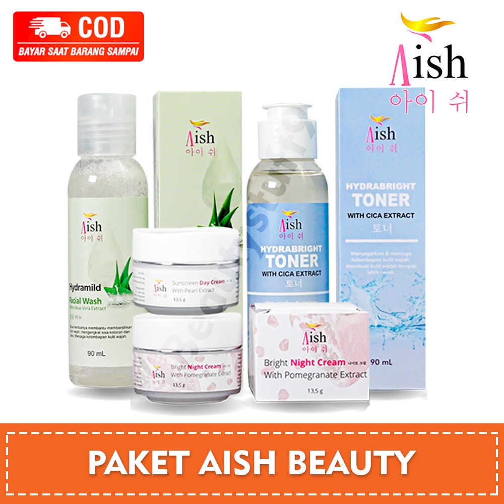 PAKET SKINCARE AISH BEAUTY (Aish Facial Wash | AishToner  | Day & Night Cream) BPOM Original 100%