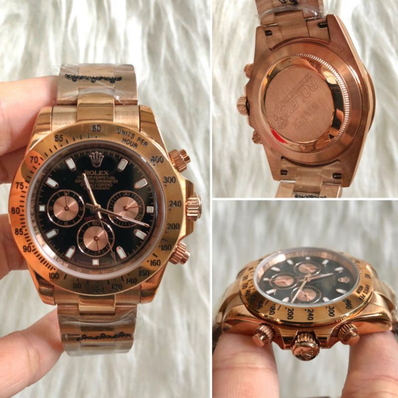 Jam Tangan Rolex Daytona Autometic Super Premium Graden AAA - Rolex Daytona Oyester Warna Rosse Gold