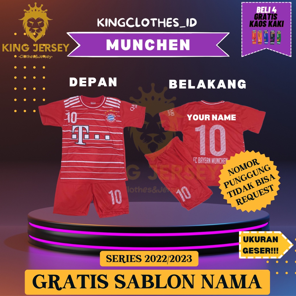 JERSEY BOLA MUNCHEN UNTUK ANAK-ANAK USIA 5-15 TAHUN