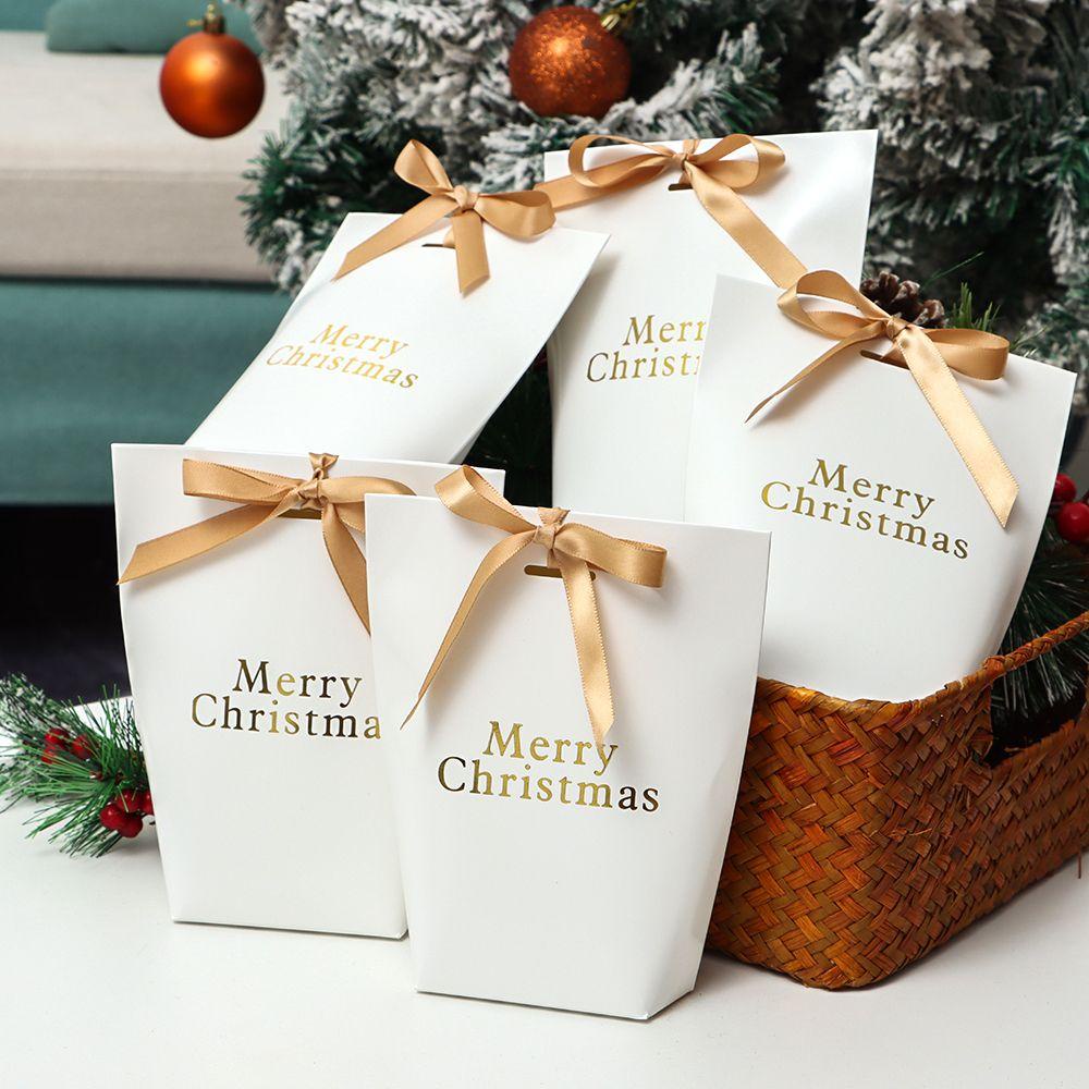 Solighter 5PCS Christmas Gift Box Kualitas Tinggi Cookies Pouch Kraft Kertas Dekorasi Pesta