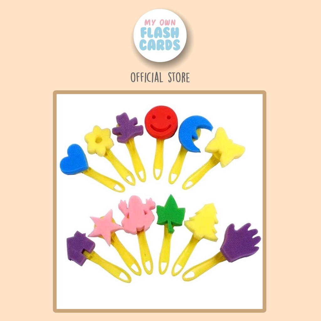 

Set of 12 Character Sponge Brush - Kuas Bahan Spons - Painting Set Lukis Stamp Anak