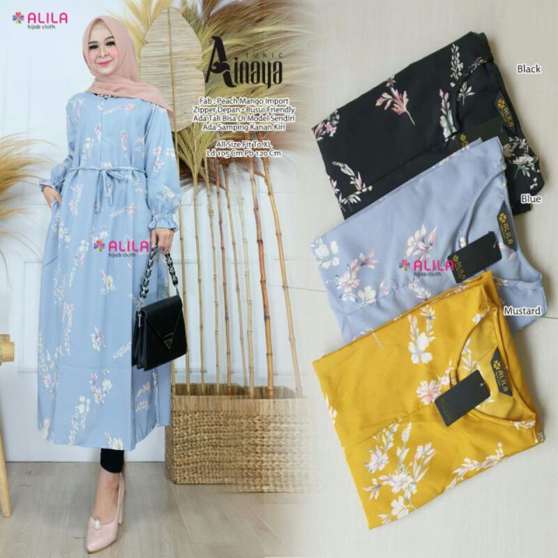 Tunik // Ainaya Tunik By Alila // Tunik Bahan Peach Mango Import