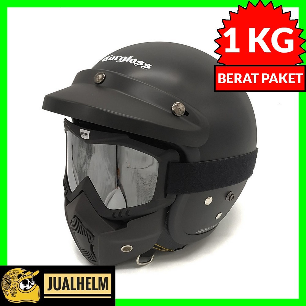 Helm Cargloss Retro | Black Doff + Goggle Mask