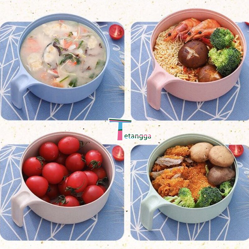 Set Mangkok 6 in 1 Mangkuk Wheat Straw Pemasak Mie Serbaguna dengan Tutup COVER THE CUP BOWL VS-42