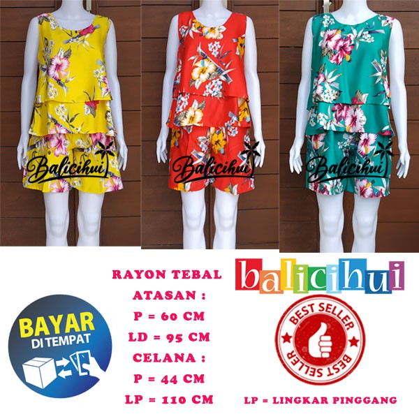 Balicihui Setelan Susun Bali Piyama Tidur Fit To L, pakaian tidur wanita adem, nyaman