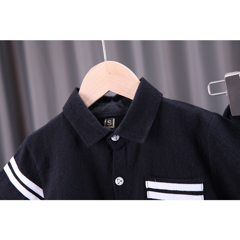 COD setelan kemeja anak laki laki import baju anak laki laki impor kemeja celana pendek motif beruang minimalis fashion import grosir-2
