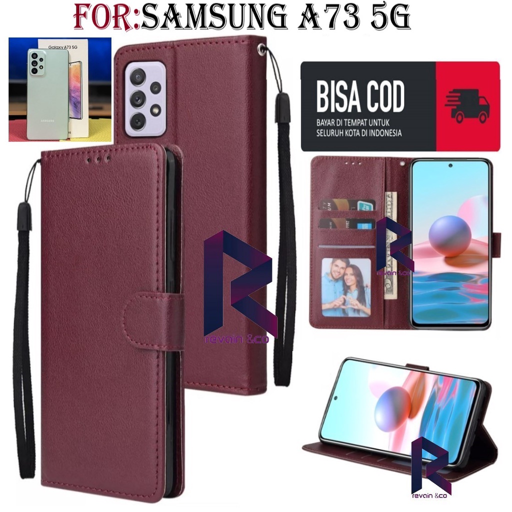 NEW SAMSUNG GALAXY A73 5G 2022 CASE FLIP WALLET LEATHER KULIT PREMIUM SARUNG BUKA TUTUP FLIP CASE SAMSUNG A73 5G