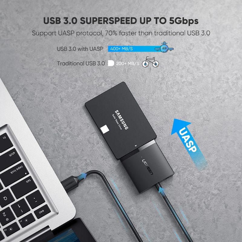 Ugreen USB 3.0 to SATA III 3 ori konverter Hardisk internal jadi external HDD SSD 3.5 PC 2.5 laptop konektor  converter original LG power DC adaptor 12v