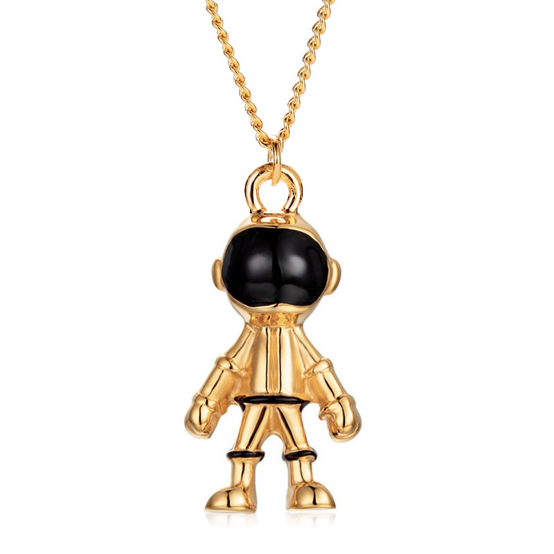 Kalung Rantai Desain Robot Astronot Bahan Metal Untuk Pria Dan Wanita