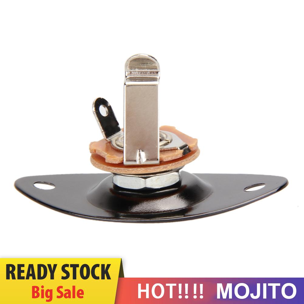 Soket Jack Input Output 1 / 4 Dengan Plat Oval Untuk Gitar Bass Elektrik