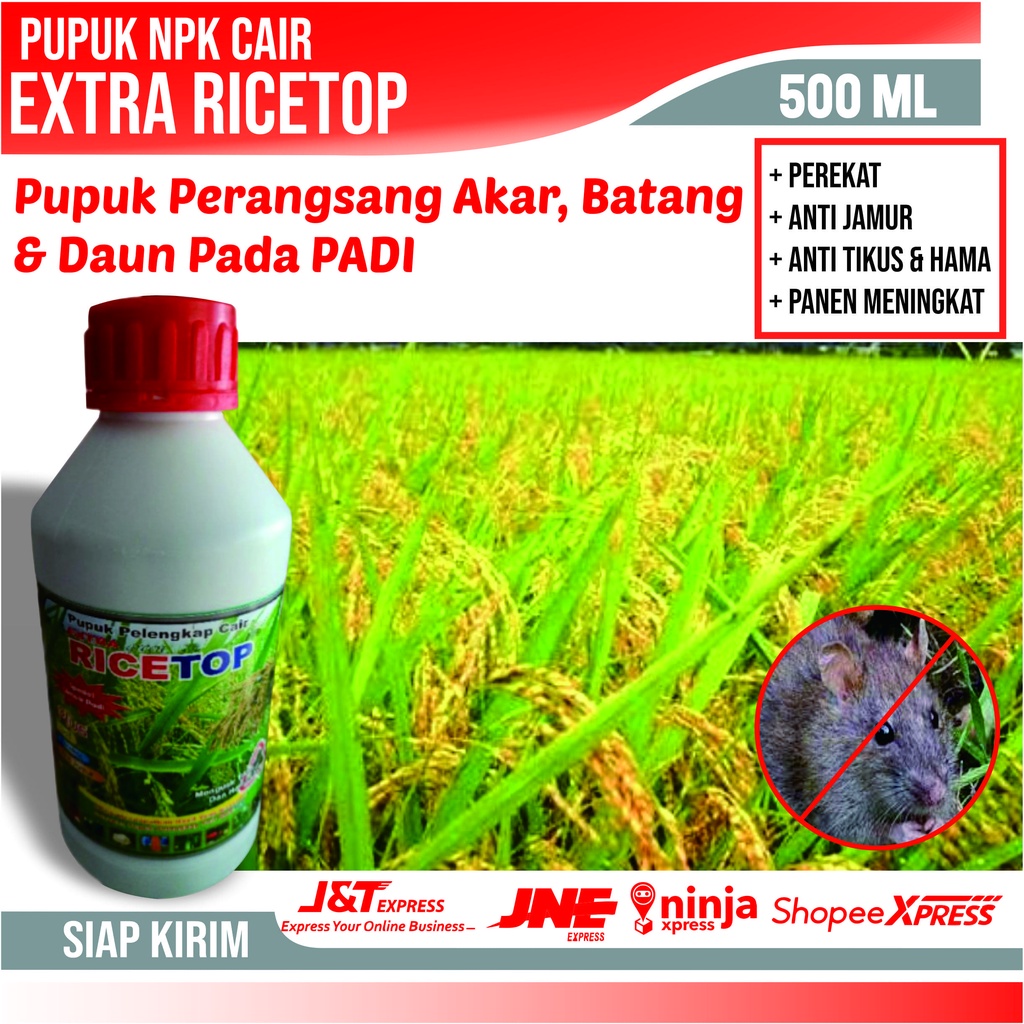 (BISA COD) PUPUK PELEBAT PADI SAWAH ORGANIK EXTRA GREEN RICE JADI TOP 500 Ml Pupuk Pelebat Padi Alam