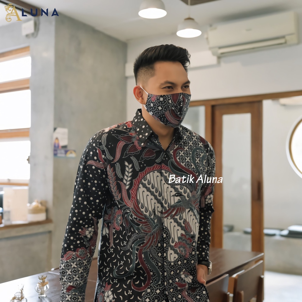 BATIK SOLO PREMIUM PRIA MOTIF KOMBINASI LENGAN PANJANG REGULAR LAPIS FURING KATUN ALUNA PCW 102